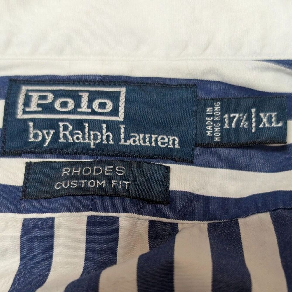 Vintage Polo Ralph Lauren Rhodes Shirt 17.5 XL Oars Logo Custom Fit Old Money - Picture 7 of 8